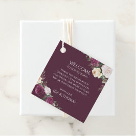 Modern Burgundy Peonies Wedding Welcome Label
