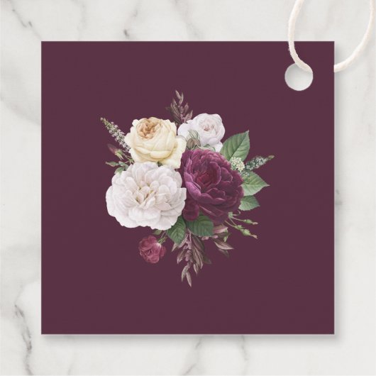 Modern Burgundy Peonies Wedding Welcome Label (Achterkant)