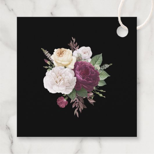 Modern Burgundy Peonies Wedding Welcome Label (Achterkant)