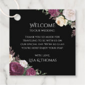 Modern Burgundy Peonies Wedding Welcome Label (Voorkant)