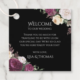 Modern Burgundy Peonies Wedding Welcome Label