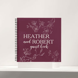 Modern Burgundy persoonlijke Floral Boho Wedding 3 Notitieboek