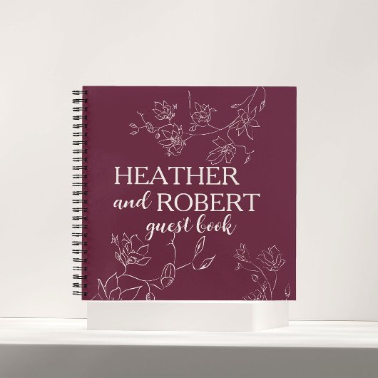 Modern Burgundy persoonlijke Floral Boho Wedding 3 Notitieboek