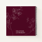 Modern Burgundy persoonlijke Floral Boho Wedding 3 Notitieboek (Achterkant)