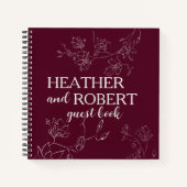 Modern Burgundy persoonlijke Floral Boho Wedding 3 Notitieboek (Voorkant)
