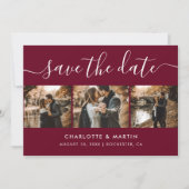 Modern Burgundy Photo Collage bewaart de datum Save The Date (Voorkant)