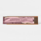 Modern Burgundy Pink Gold Glitter Marble Agate Bureau Naambordje (Voorkant)