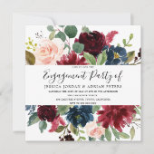 Modern Burgundy Red Blush Green Engagement Party Kaart (Voorkant)