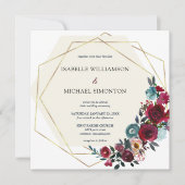 Modern Burgundy Red en roze Rose Floral Kaart (Voorkant)