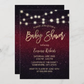 Modern Burgundy Red Faux Glitter Baby shower Kaart (Voorkant / Achterkant)