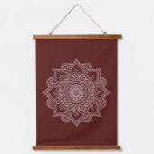 Modern Burgundy Red Geometric Mandala Canvas Hangend Wandkleed (Voorkant)