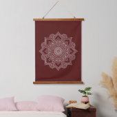 Modern Burgundy Red Geometric Mandala Canvas Hangend Wandkleed (Slaapkamer)