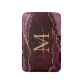 Modern Burgundy Red Gold Agate Geode Chic Monogram Badmat (Voorkant Verticaal)