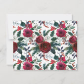 Modern Burgundy Red Holly Floral kerstfeestdag Notitiekaartje (Achterkant)
