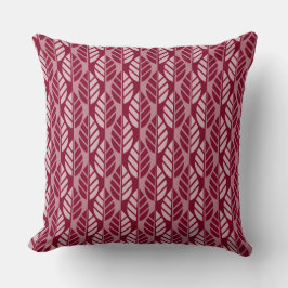Modern Burgundy Red Leaves patterned Kussen