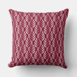 Modern Burgundy Red Leaves patterned Kussen