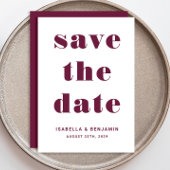 Modern Burgundy Red Typography Wedding Save The Date