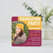 Modern Burgundy Red Yellow | Foto-Afstuderen Kaart (Staand voorkant)