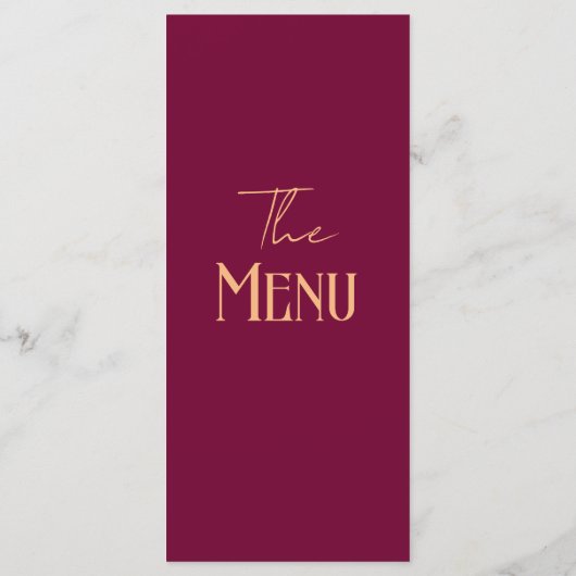 Modern Burgundy Retro Whimsical Fun Wedding menu  (Achterkant)