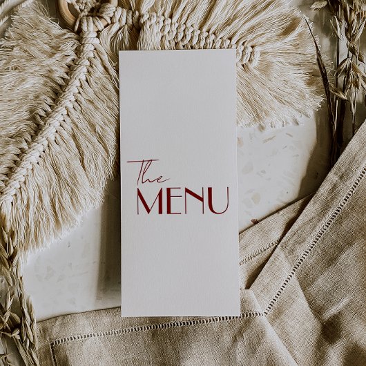 Modern Burgundy Retro Whimsical Fun Wedding Menu