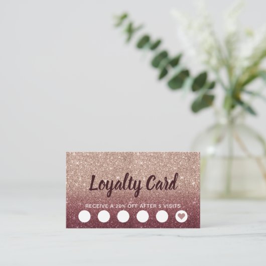Modern Burgundy Roos Gold Faux Glitter Loyalty (Staand voorkant)