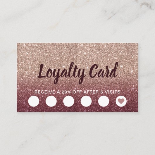 Modern Burgundy Roos Gold Faux Glitter Loyalty (Voorkant)