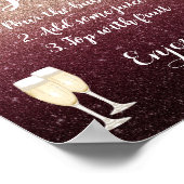 Modern Burgundy Roos Gold Glitter Mimosa Bar Sign Poster (Hoek)