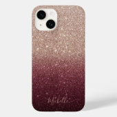 Modern Burgundy & Roos Gold Glitter Ombre Case-Mate iPhone Case (Achterkant)