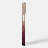 Modern Burgundy & Roos Gold Glitter Ombre Case-Mate iPhone Case (Achterkant / Rechts)