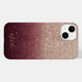 Modern Burgundy & Roos Gold Glitter Ombre Case-Mate iPhone Case (Achterkant (horizontaal))
