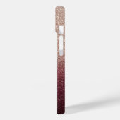 Modern Burgundy & Roos Gold Glitter Ombre Case-Mate iPhone Case (Achterkant / Links)