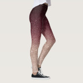 Modern Burgundy & Roos Gold Glitter Ombre Leggings (Rechts)