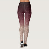Modern Burgundy & Roos Gold Glitter Ombre Leggings (Achterkant)