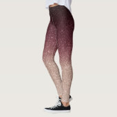 Modern Burgundy & Roos Gold Glitter Ombre Leggings (Links)