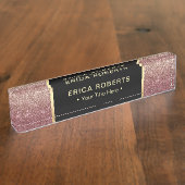 Modern Burgundy & Roos Gold Glitter Ombre Naambordje (Zijkant)