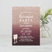Modern Burgundy Roos Gold Glitter Retirement Party Kaart (Staand voorkant)