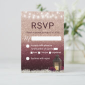 Modern Burgundy Roos Gold Lantern Wedding RSVP (Staand voorkant)