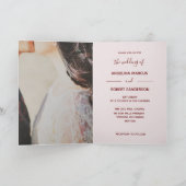 Modern Burgundy Roos Gold Script Photo Weddenschap (Binnen)