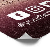 Modern Burgundy Roos Gold Social Media Hashtag Poster (Hoek)