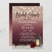 Modern Burgundy Rustic Lantern Vrijgezellenfeest Kaart (Voorkant / Achterkant)