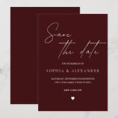 Modern Burgundy Save the Date Kaart (Voorkant / Achterkant)