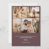 Modern burgundy script chic 6 foto's verloving aankondiging (Achterkant)