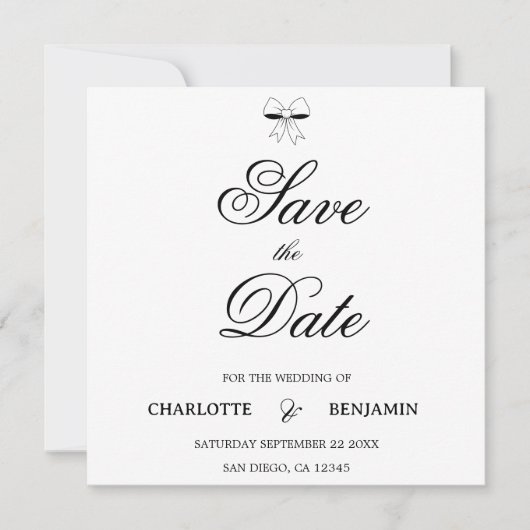 Modern Burgundy Script Ivory Bow Chic Wedding Card (Voorkant)