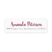 Modern Burgundy Script Name and Address Etiket (Voorkant)