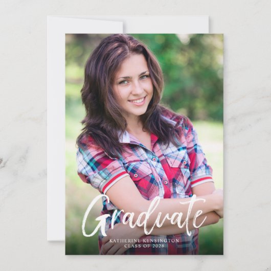 Modern Burgundy Script Photo Afstuderen Aankondiging (Voorkant)