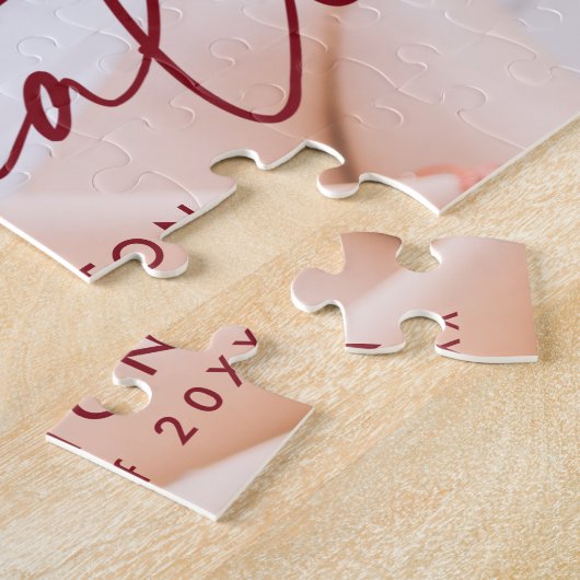 Modern Burgundy Script Photo Afstuderen Legpuzzel (Zijkant)