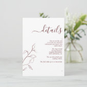 Modern Burgundy Script Wedding Details Enclosure Informatiekaartje (Staand voorkant)