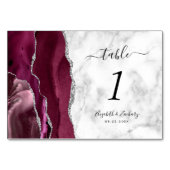 Modern Burgundy Silver Agate Marble Wedding Kaart (Achterkant)