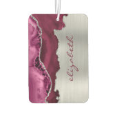 Modern Burgundy Silver Agate Metallic Luchtverfrisser (Achterkant)