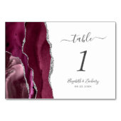 Modern Burgundy Silver Agate Wedding Kaart (Voorkant)